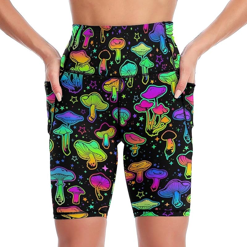 High Waist Workout Yoga Shorts for Women with Pockets Tummy Control Yoga Leggings Running Gym Biker Shorts