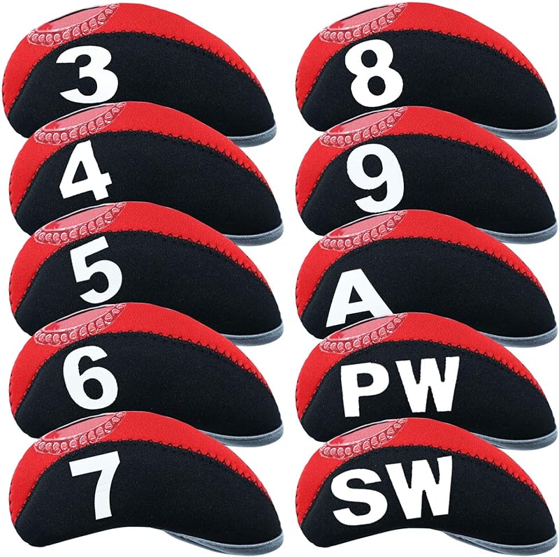 Golf Club Covers Set for Irons Neoprene Iron Head Cover Club Protector 10Pcs with/Without Top Window Accessories for Men Women