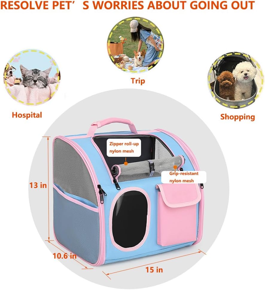 Cat Dog Carrier Backpacks,Pet Backpack Carrier, Bubble Backpack Pet Carriers with Breathable Mesh for Cats Small Dogs Puppies Animals for Travel, Hiking, Camping or Outdoor Use (Pink)