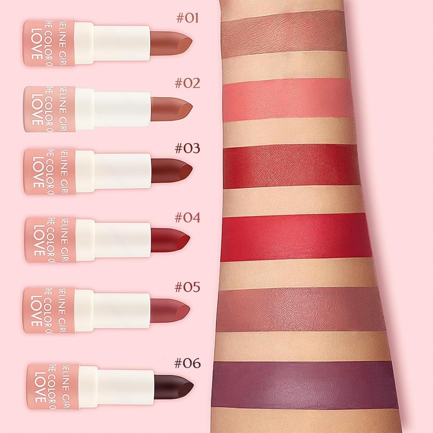 Love Lipstick Makeup, Lip Stain for Women Girls, Vivid Colors Long Lasting Lipsticks, Lip Balm Waterproof, Lipgloss for Girls, Lip Tint Misty Mud Texture #rose pink
