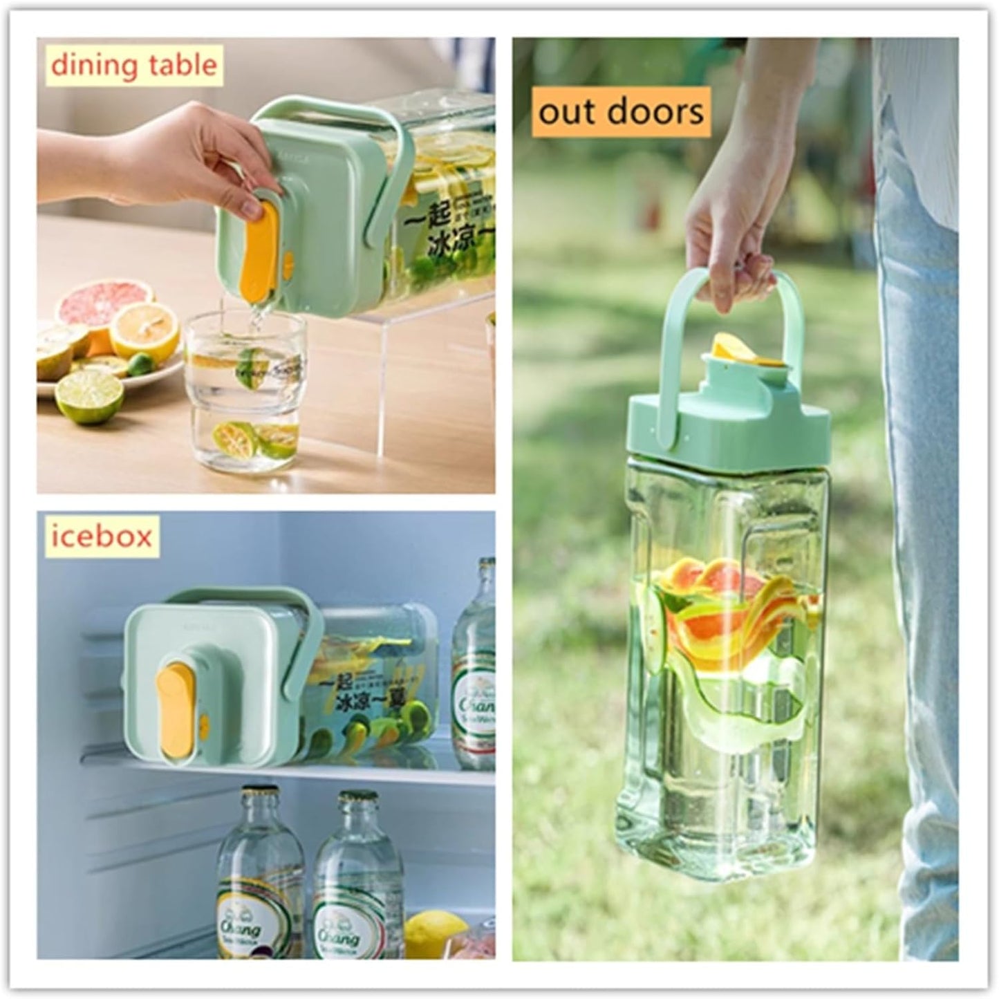 GeRRiT 123fl oz cold water bottle, clear plastic kettle with lid, refrigerator kettle, BPA-free, shatters resistant, perfect for iced tea, Sangria, lemonade, juice, milk, etc (warm white), neutral