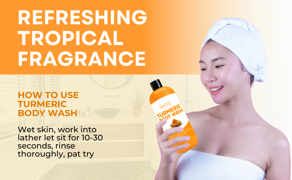 Turmeric Body Wash – Skin Brightening Liquid Soap for Discoloration – Natural Anti Aging Exfoliating Turmeric Body Wash for Spots, Acne, Sun Damage – Bath Soap Skincare