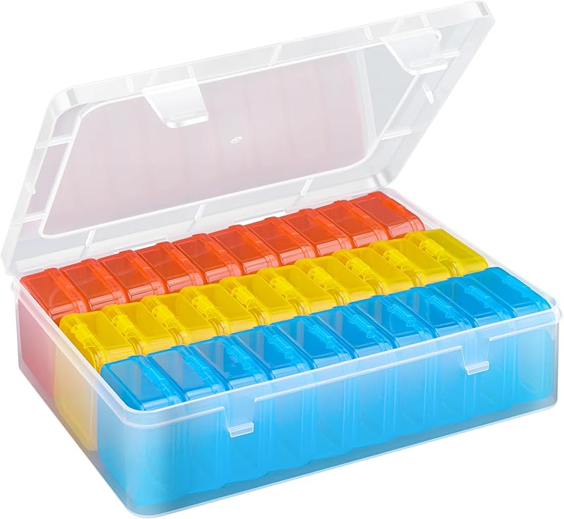 Mathtoxyz Bead Organizer Box, 62Pcs Small Bead Organizers and Storage Plastic Cases Mini Clear Bead Storage Containers Boxes with Hinged Lid and Rectangle for Bracelet Making DIY Jewelry Craft Nail
