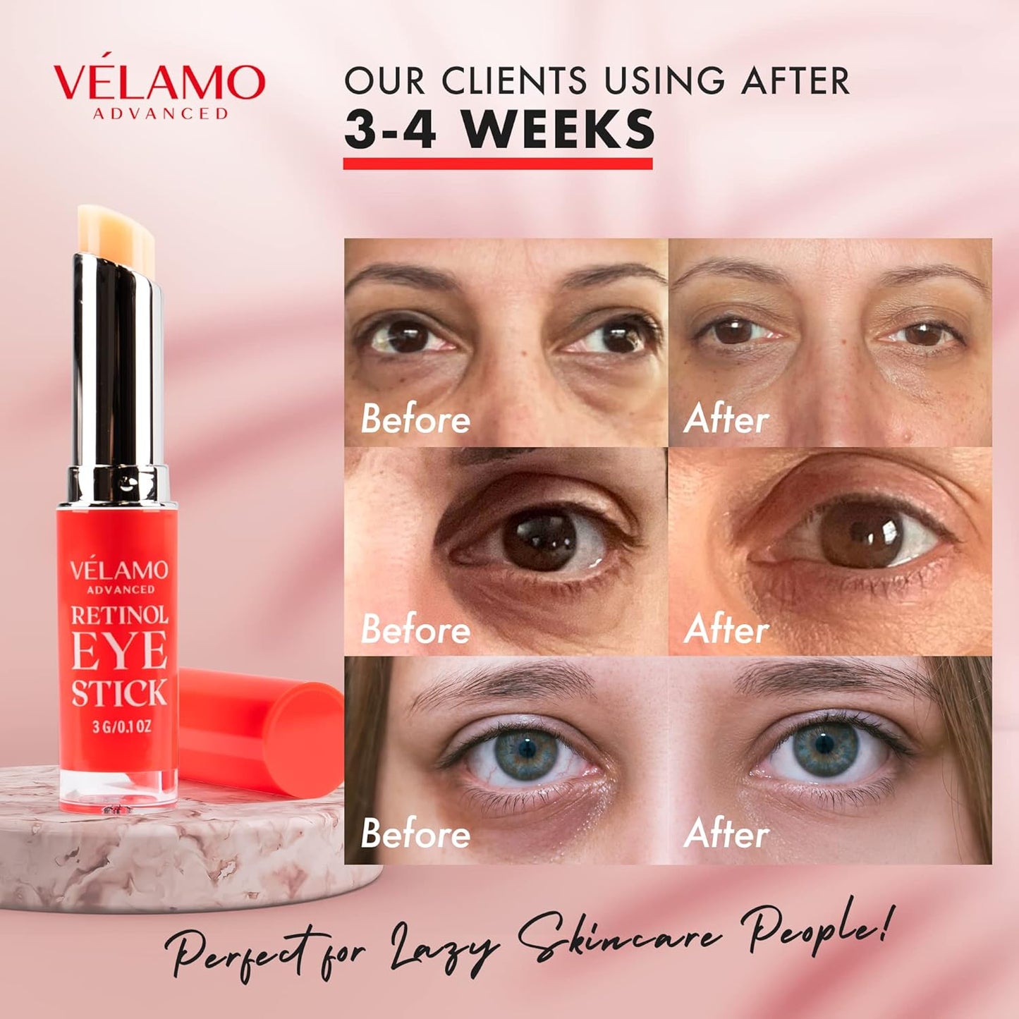 Retinol Eye Stick, Retinol Eye Cream, Retinol Cream, Retinol Face Cream, Under Eye Cream Anti Aging, Eye Cream, Brightening Eye Balm Reduces Fine Lines and Dark Circles, Visible Results in 3-4 Weeks