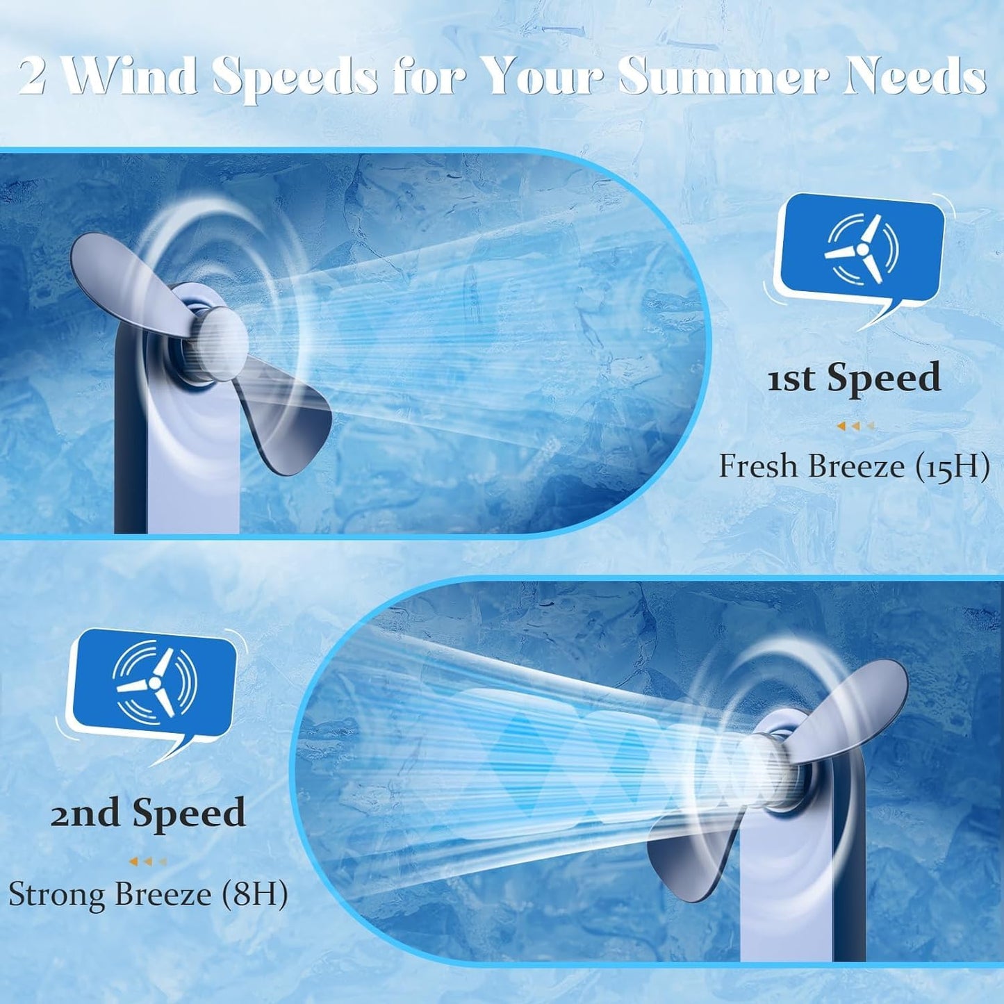 Handheld Mini Fan with USB Rechargeable 2000mAh Battery, Portable Hand Held Lash Fan for Makeup with 13 Woking Hours, Small Foldable Pocket Fans for Travel, Gifts for Women - Dark Blue