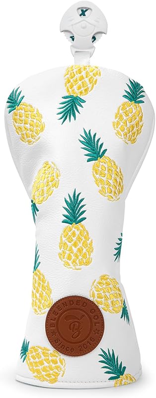 Golf Club Covers Pineapple Embroidery Driver Headcover Fariway Wood Headcover Hybrid Cover Leather Golf Head Cover for Most Brand