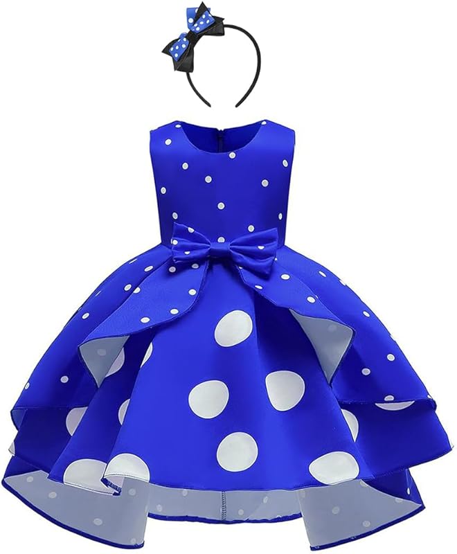 IBTOM CASTLE Baby Girl Polka Dots Princess Costume Birthday Fancy Dress up Party Cosplay Ears Dance Clothing Set