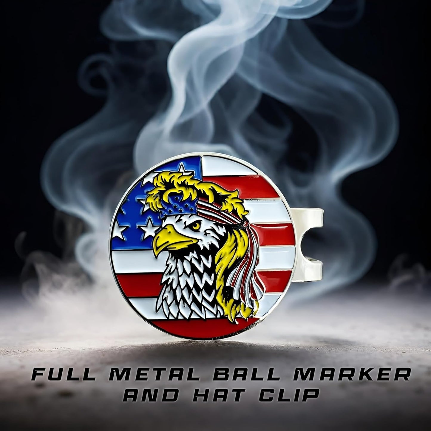Bald Eagle Bandana Golf Ball Marker and Hat Clip - American Flag Bald Eagle Golf Ball Markers and Hat Clip - Magnetic Novelty America Golf Ball Marker Hat Clip - USA Golf Ball Markers and Hat Clip