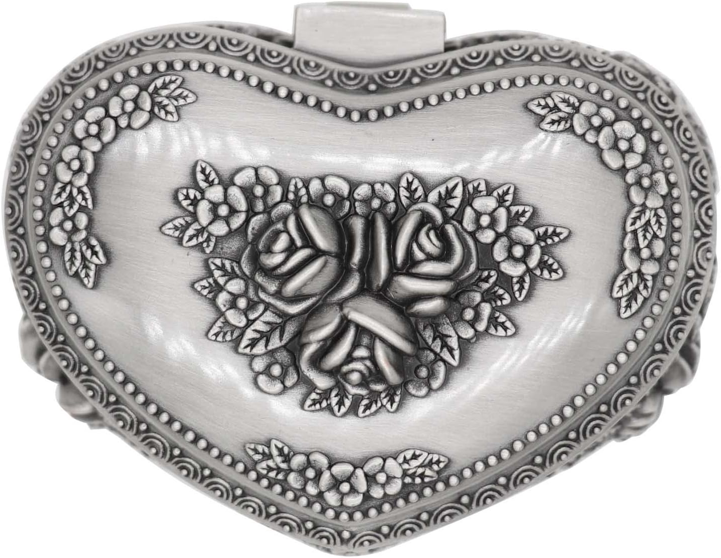 Classic Vintage Heart Shape Metal Jewelry Box Ring Trinket Storage Organizer Chest Christmas Gift, Medium