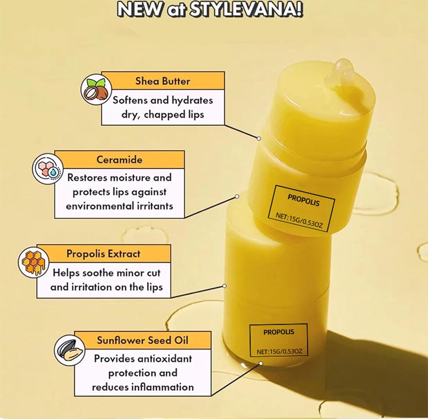Honey Lip Butter, 12hrs Long-lasting Moisture, Gentle Exfoliation, Hygienic Twist Dispenser
