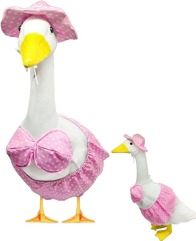 Porch Goose Summer Outfit, Porch Goose Clothes with Yellow Polka Dot, for 23"/17" Lawn Goose Statue,Goose Clothes for Yard Goose
