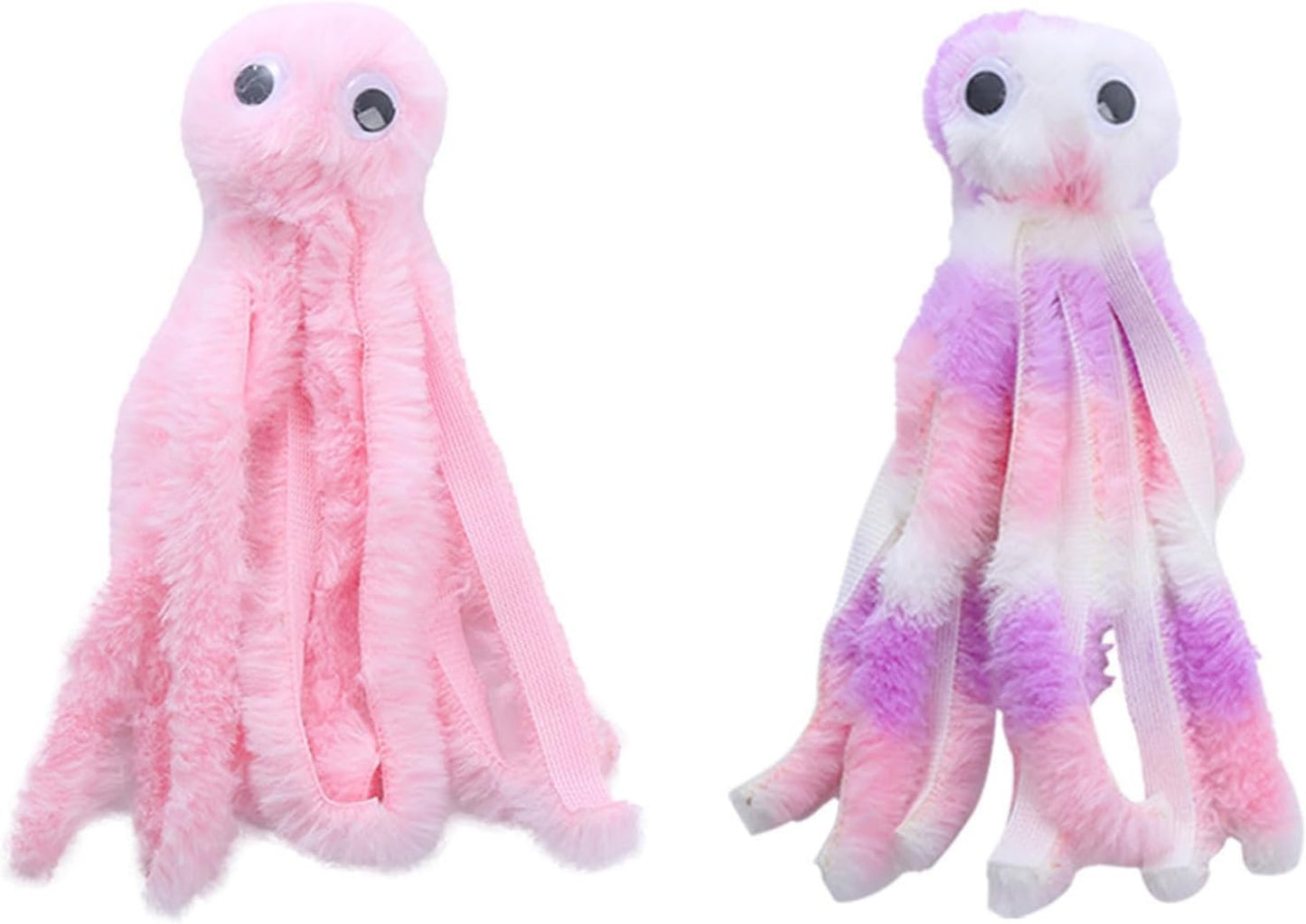 Mjaie Jouet d'activité pour chat en peluche en forme de pieuvre - Jouet de dentition mignon pour chaton - Tige molaire interactive - Résistant aux morsures - Rose