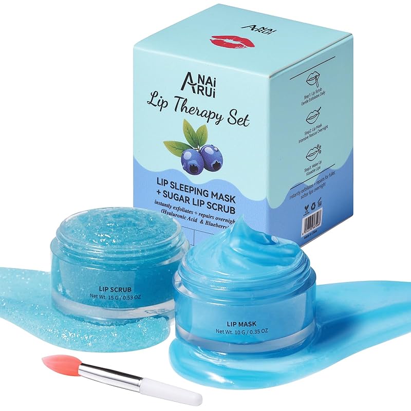 Lip Scrub & Lip Mask Set, Lip Sleeping Mask, Overnight Treatment Lip Care Products, Holiday Gift Set for Girls, Moisturize & Nourish, Dry Cracked Lips, Intense Hydration with Vitamin C
