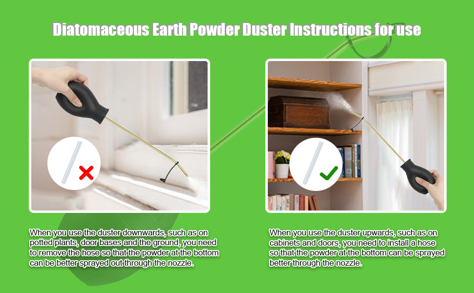 Diatomaceous Earth Duster, Powder Sprayer, Garden Duster Applicator Dispenser with Long Plastic Tube for Organic Gardening Agricultural Supplies for Diatomaceous Earth & Other Home Powder Applications