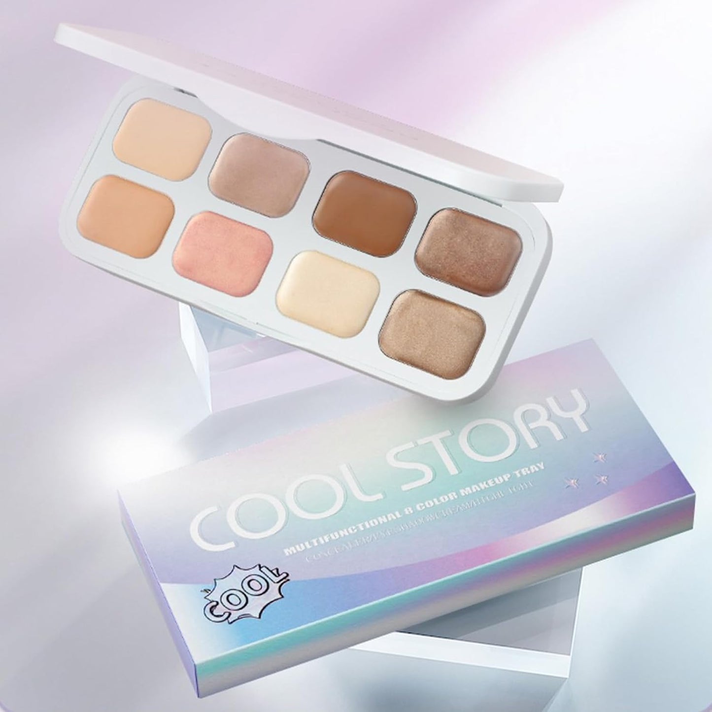 Erinde 8 Colors Cream Eyeshadow Contour Palette Makeup, Nude Rose Pink Chocolate Coffee Beige Brown Matte Shimmer Glitter Highly Pigmented Eye Shadow Palette, Eye Brightener Makeup Highlighter