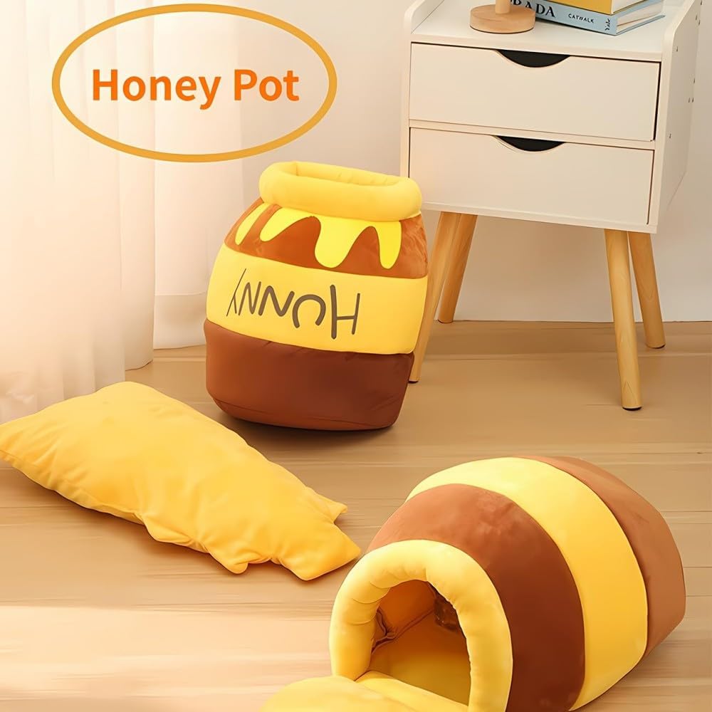 Hunny Pot Cat Bed, Hunny Pot Cat Bed for Large Medium Cats Cozy Memory Foam, Easy Clean, Durable Design, Stylish Home Decor (Medium)