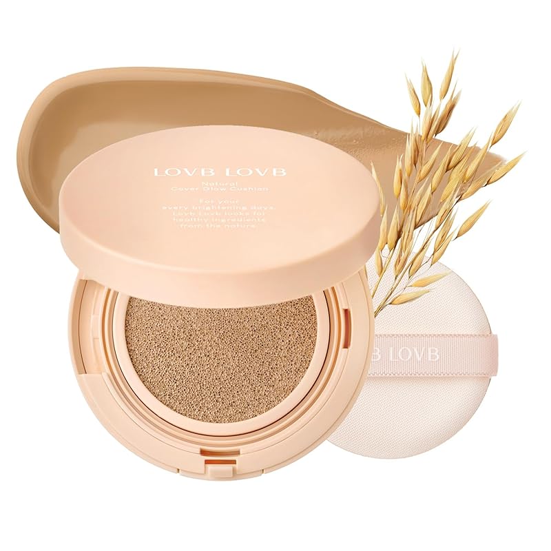 Natural Cover Glow Cushion Foundation | Satin Radiant Finish | Korean Foundation Makeup | Long-Lasting Natural Coverage | for All Skin Types 0.42 oz. (23N Natural Beige)