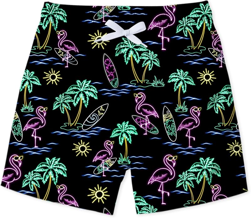 uideazone Boys Swim Trunks 3D Funny Print Surfing Board Shorts Quick Dry UPF 50+ Swimsuit Beachwear with Mesh Lining 2-12T