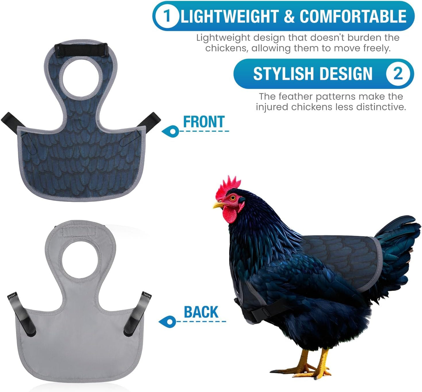 Chicken Saddle for Hens - Chicken Aprons for Hens With Adjustable Straps, Chicken Aprons & Vest Jacket for Hens