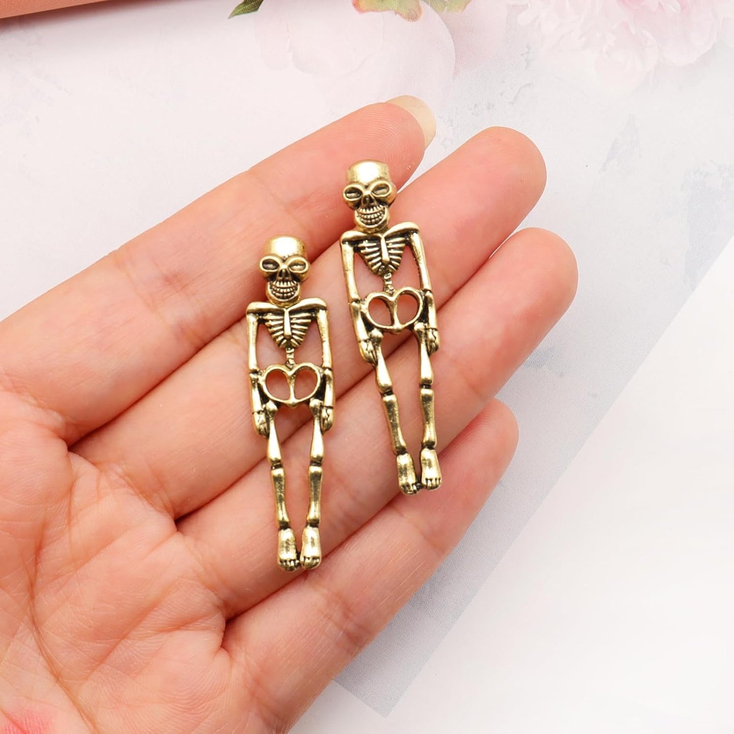 Halloween Earrings Gothic Skeleton Unique Earrings Punk Human Skull Funny Earrings Ghost Groom Bride Front Back Stud Earrings for Women