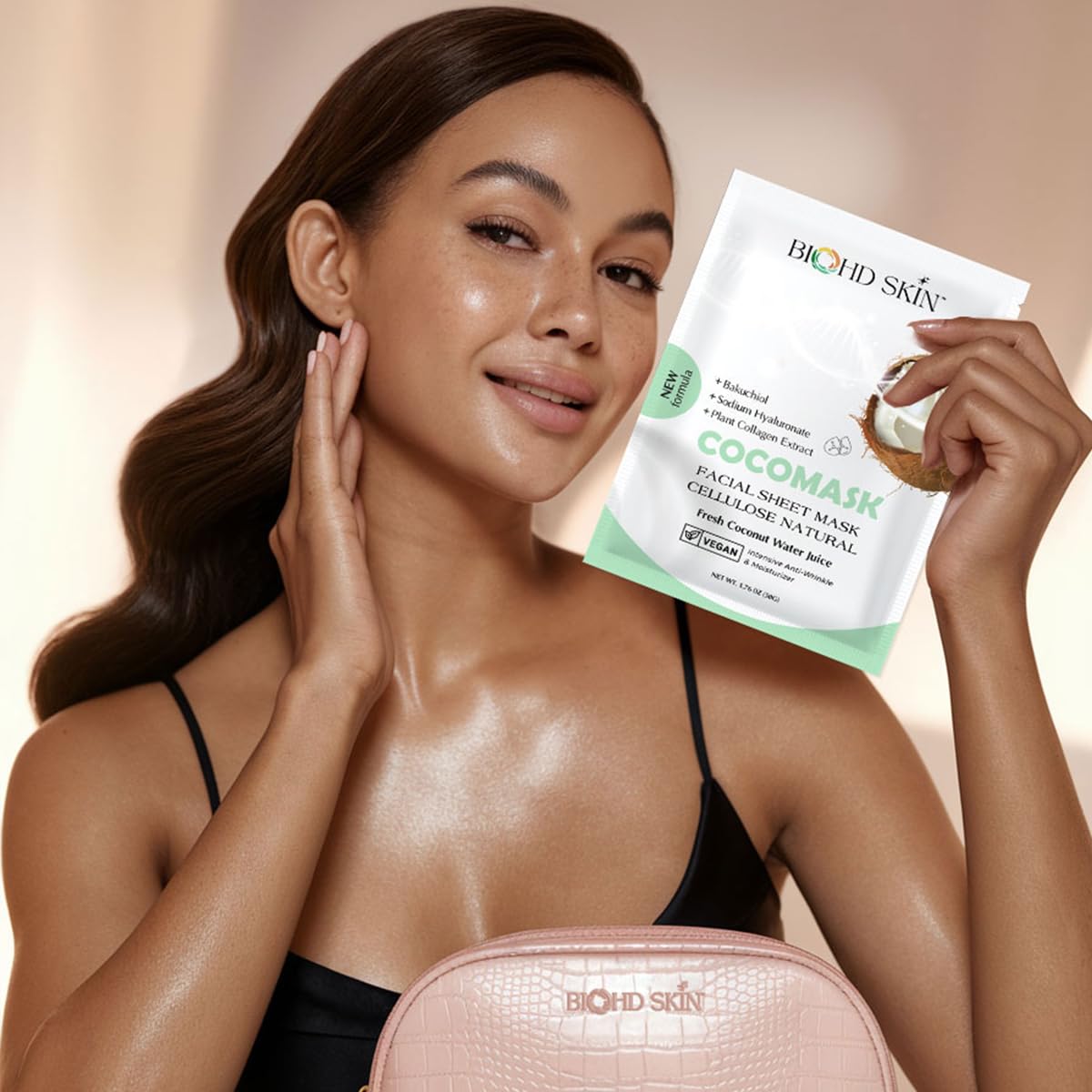 Premium Coconut Bakuchiol Facial Sheet Mask – Plant-Based Retinol Alternative – Hydrating & Anti-Aging True Cellular Mask – 3 Sheets/Box