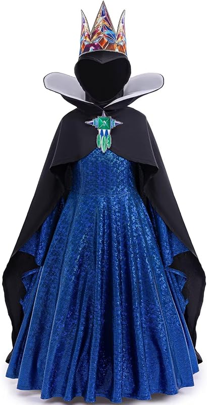 Evil Queen Costume for Girls Halloween Cosplay Clasic Dress Up 4PCS Set