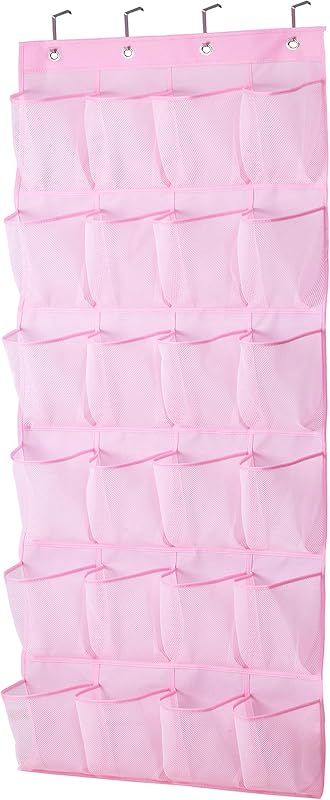 MISSLO Over The Door Shoe Organizer 24 Large Mesh Pockets, White
