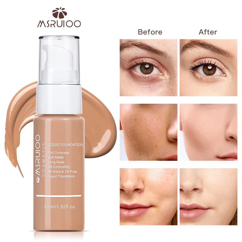 Liquid Foundation, Matte Finish, Weightless Full Coverage, Oil-Free, Non-Comedogenic, 1.52 fl oz (M006, 1pc)
