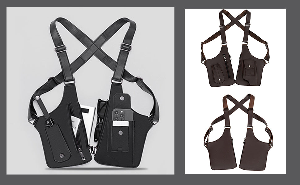 Double Shoulder Armpit Bag, 2025 New Men Anti-Theft Underarm Wallet Pocket Holster Phone Leisure Double Shoulder Pouch