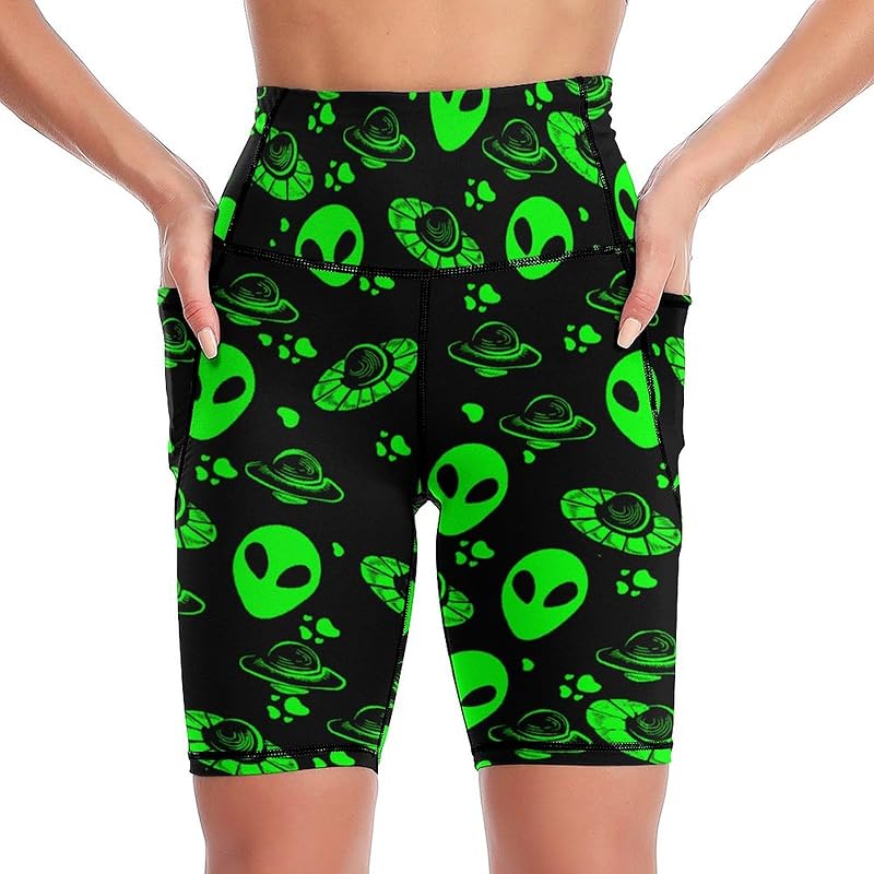 High Waist Workout Yoga Shorts for Women with Pockets Tummy Control Yoga Leggings Running Gym Biker Shorts