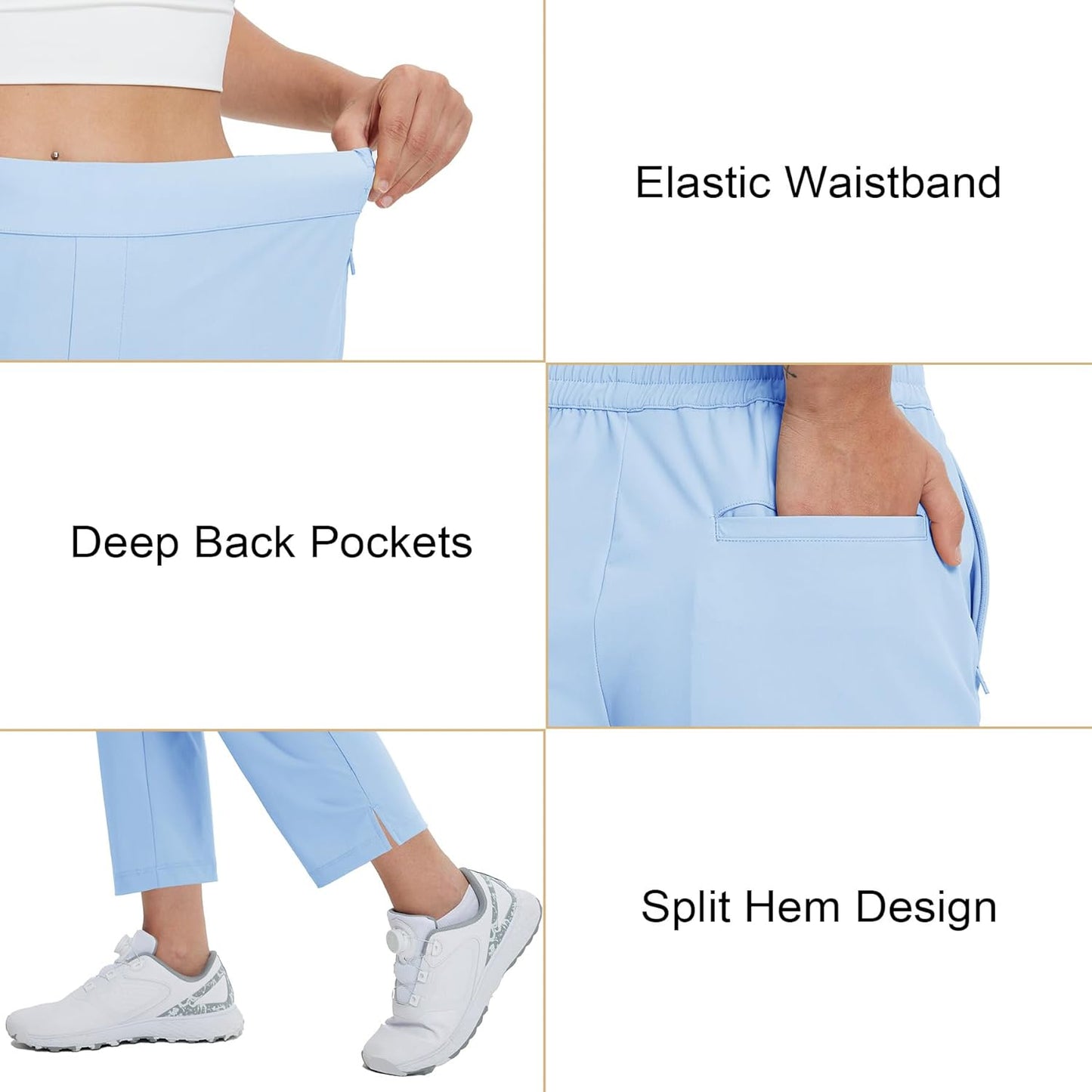 M MAELREG Women's Golf Pants with Zip Pockets 7/8 Ankle Stretch Lightweight Sweatpants for Athletic Hiking Travel Work Lounge
