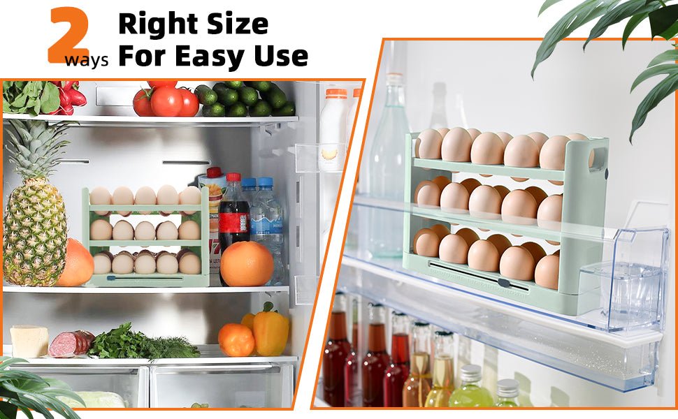 Egg Holder for Refrigerator, 30 Grid Egg Tray 3 Layer Organizer Bins Reusable Egg Container for Refrigerator Side Door Plastic - TrendyLookz