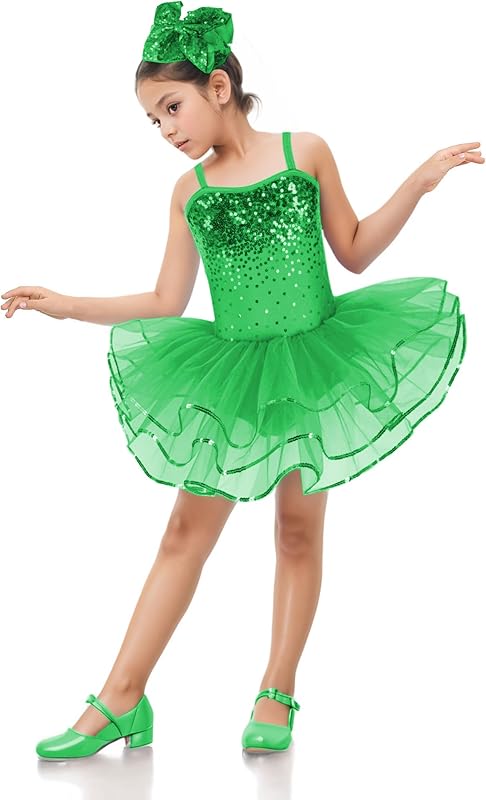 Enchanta Olivia Girls Sequin Leotard Dress Costumes. Ballet Leotards Tutu Dress Ballerina Outfit Dance Costume for Kids - TrendyLookz
