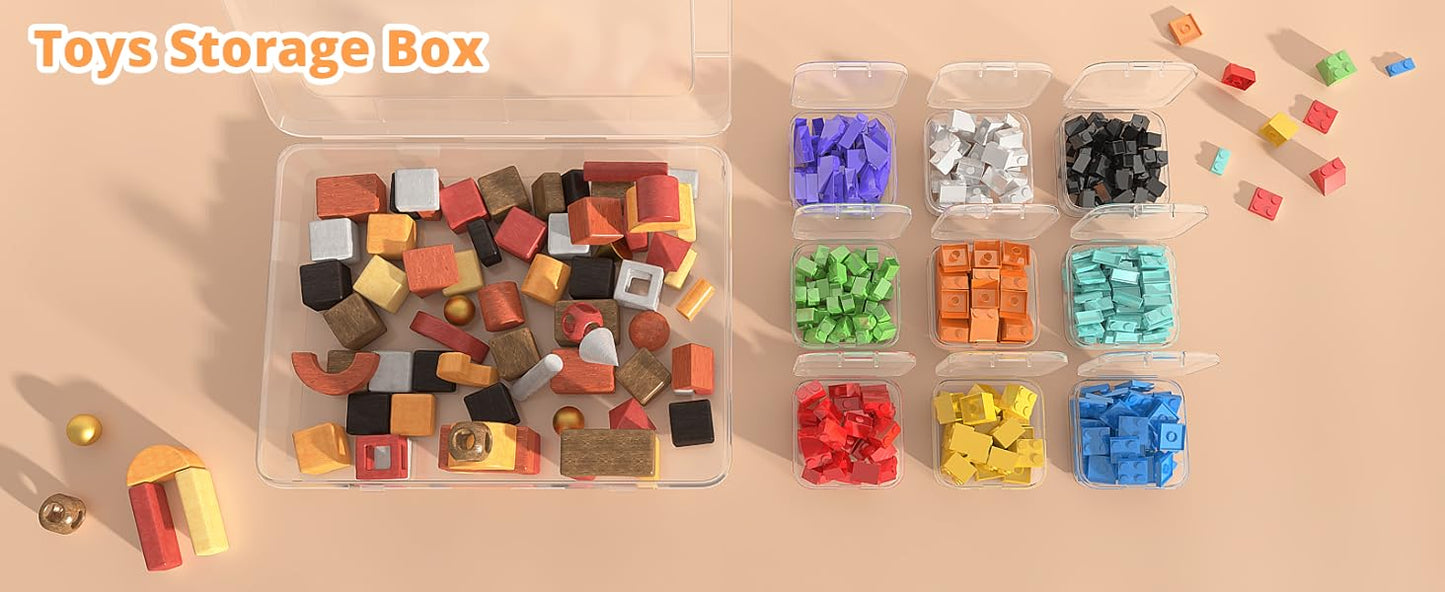 Mathtoxyz Bead Organizer Box, 62Pcs Small Bead Organizers and Storage Plastic Cases Mini Clear Bead Storage Containers Boxes with Hinged Lid and Rectangle for Bracelet Making DIY Jewelry Craft Nail