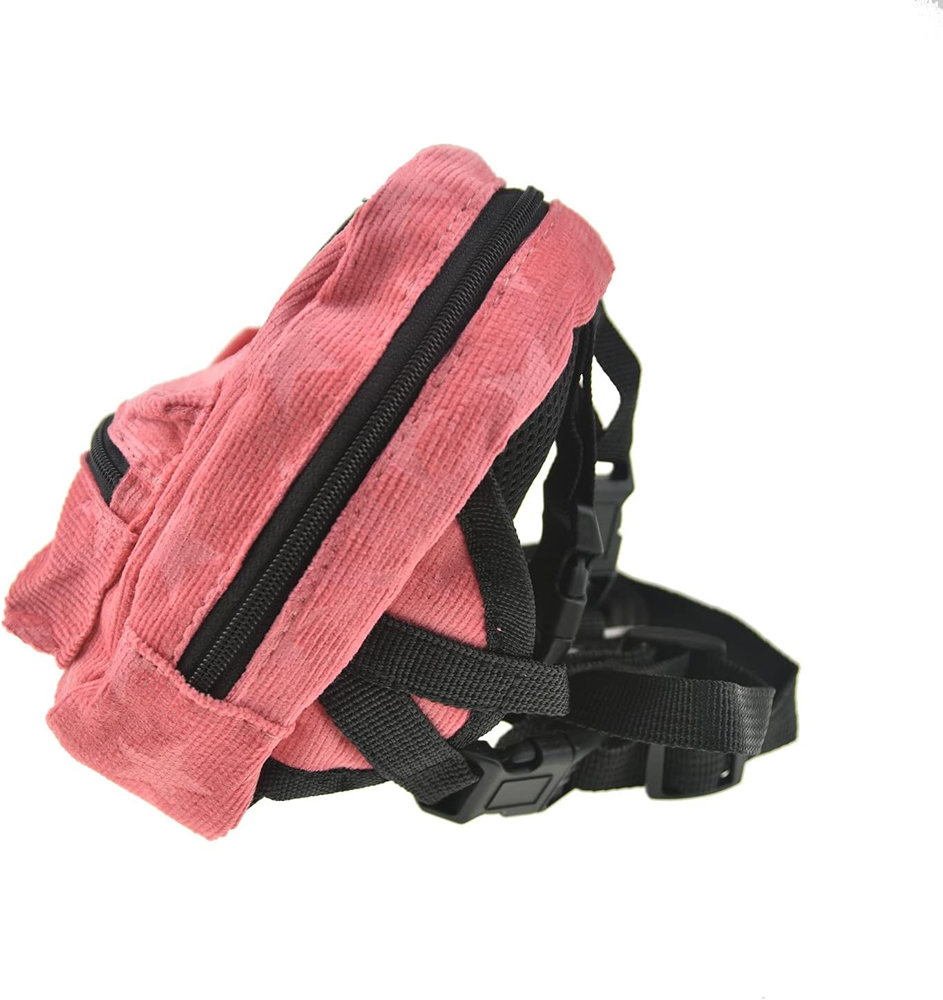 FLAdorepet Dog Backpack Harness with Leash, Dog Poop Bag Dispenser, Pet Self Carrier Adjustable Travel Hiking Walking Harness Backpack for Small Medium Dogs (L(Fit:10-15lb), Pink)