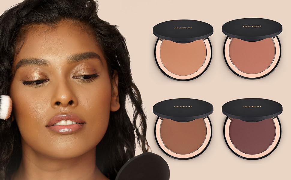 Mented Cosmetics Made in Italy, Cruelty Free Makeup, Vegan, Paraben Free, Shimmer Bronzer, Highlighter Bronzing Powder Palette for Face with Vitamin E + A, 0.35oz/10g, Beach Bum