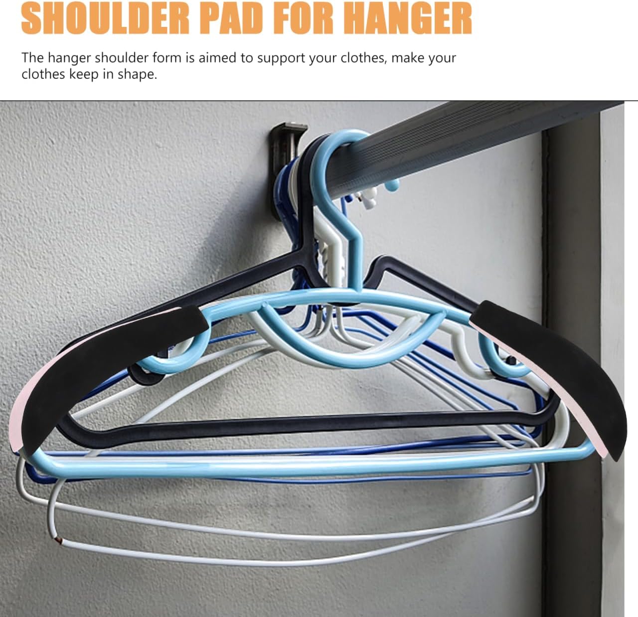 DOITOOL 10Pcs Velvet Hangers Shoulder Form Hanger Shoulder Pads Black Hanger Shoulder Protectors 0.2 Inch Wide Non-Slip Hanger Shoulder Shaper for Velvet Flocking Hangers