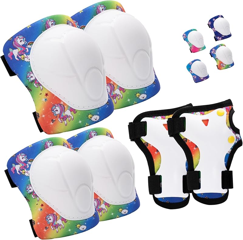 Kids Protective Gear Set Knee Pads for Kids 3-14 Years Toddler Knee and Elbow Pads with Wrist Guards 3 in 1 for Skating Cycling Bike Rollerblading Scooter