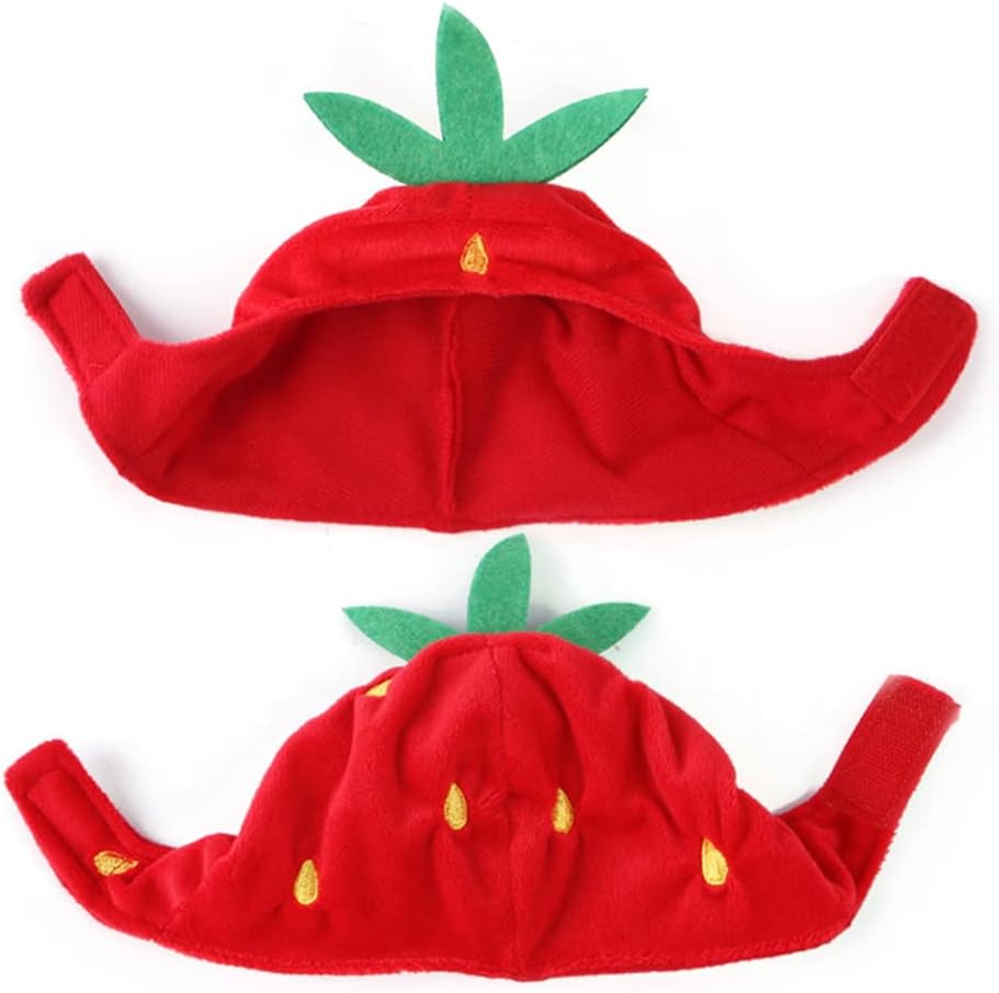 XS Dog Halloween Costume Adjustable Cat Strawberry Hat Cute Pet Headgear Puppy Warm Cap Head Accessories for Small Dogs Kitten Rabbit (Strawberry)