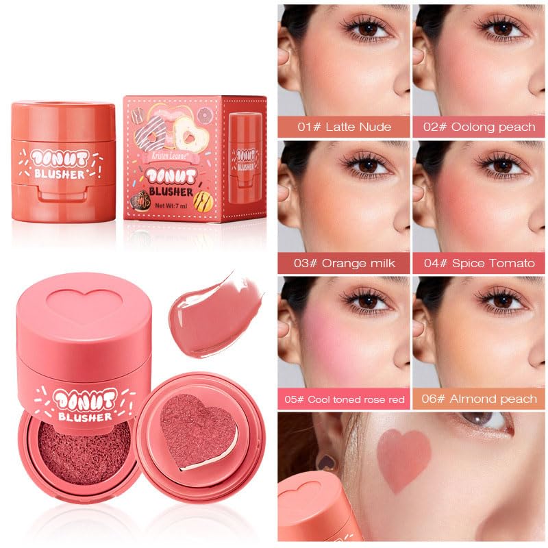 Liquid Blush with Heart Shaped Applicator, Natural Long Lasting, Light and Airy Makeup for Women (2), Pink