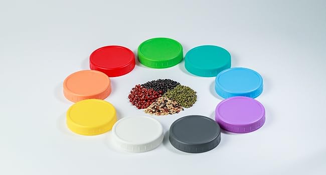 18 Pack 9 Wide Mouth & 9 Regular Mouth Mason Jar Lids with Silicone Rings,Thickened Leak-proof Lids Fit Ball,Kerr and More, 18 Color Plastic Lids, 86mm &70mm Plastic Mason Jar Lids