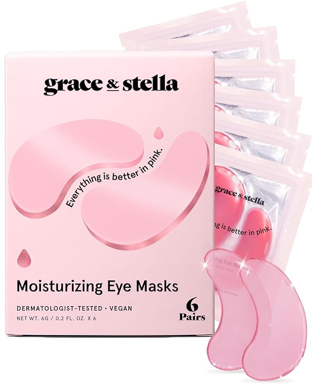 grace & stella Award Winning Under Eye Mask - Reduce Dark Circles, Puffy Eyes, Undereye Bags, Wrinkles - Gel Under Eye Patches - Gifts for Girlfriend - Vegan Cruelty-Free Self Care (48 Pairs, Pink)