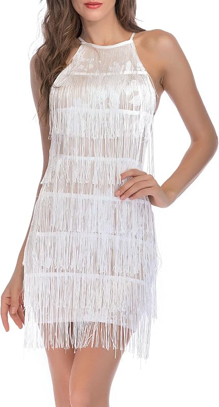 ECDAHICC Women’s Dresses Flapper Dresses 20s Gatsby with All-Over Fringe Mini Dresses