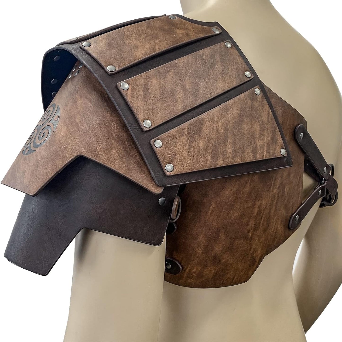 HiiFeuer Viking Faux Leather Single Pauldron Shoulder Armor, Retro Medieval Knight Shoulder Armor for LARP/Cosplay