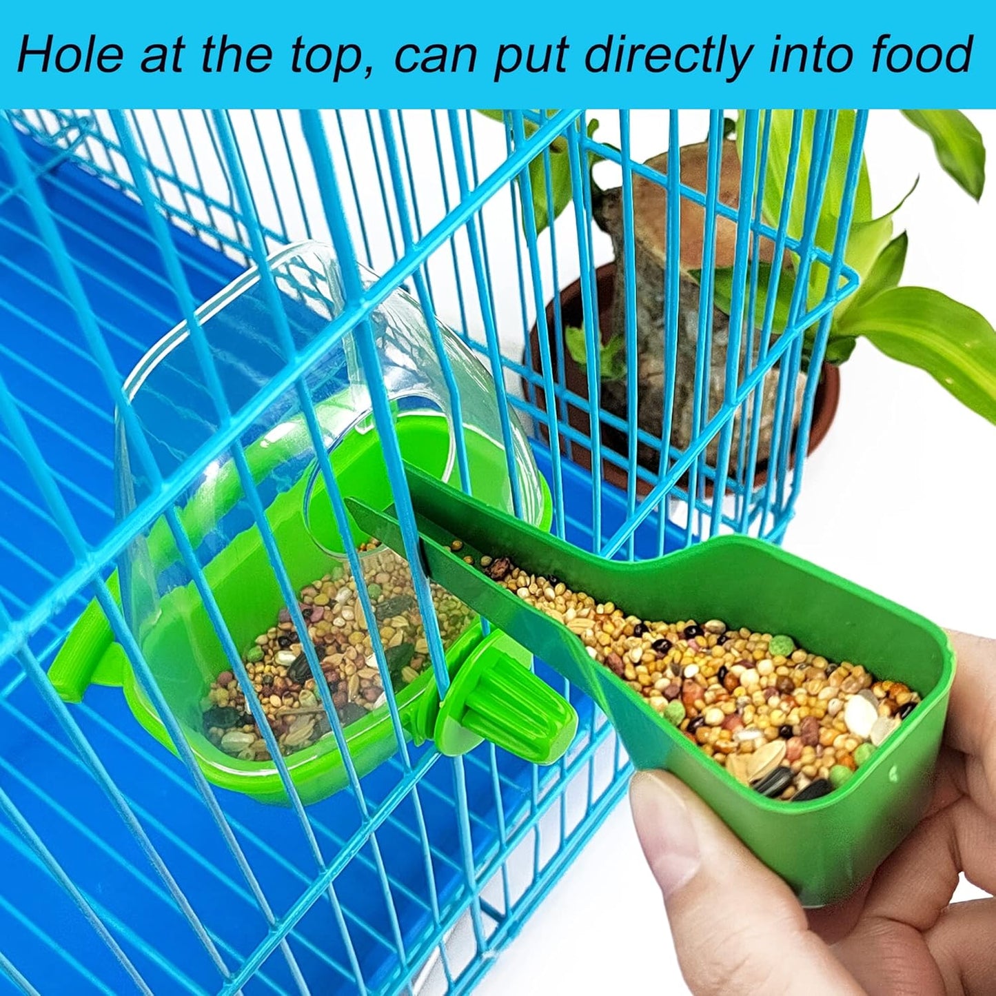 2Pcs Birds Water Dispenser, Parrot Feeder Hanging Bird Food Bowl, Cage Accessories for Parakeet, Budgies, Lovebirds