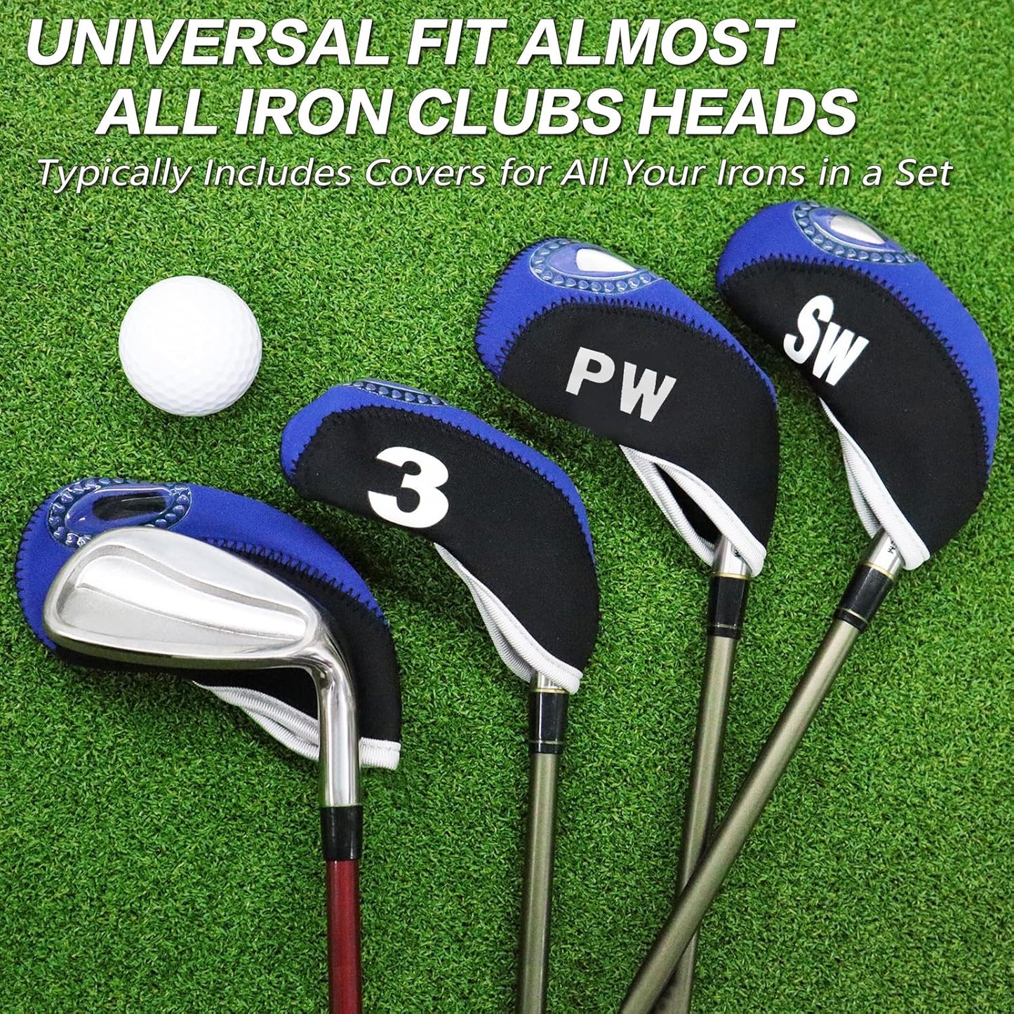 Golf Club Covers Set for Irons Neoprene Iron Head Cover Club Protector 10Pcs with/Without Top Window Accessories for Men Women