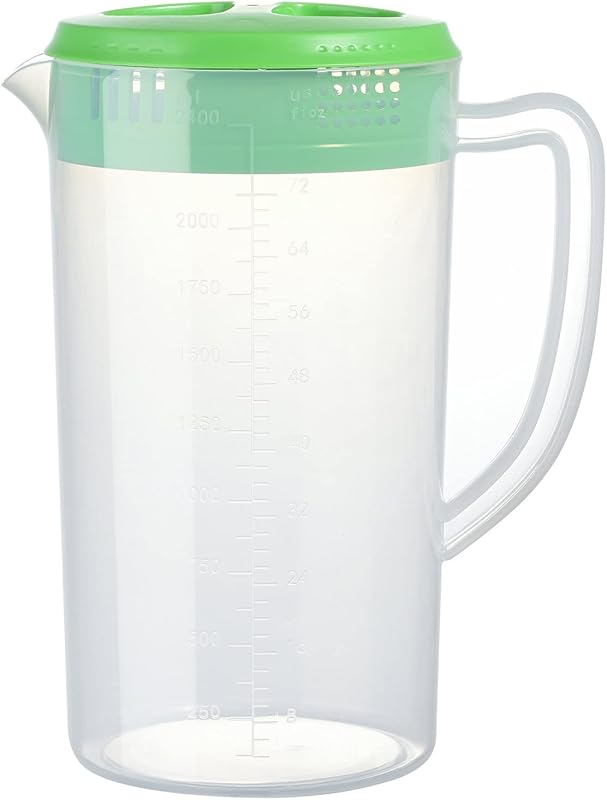 0.66 Gallon/2.5 Litre Plastic Pitcher with Lid BPA-FREE Eco-Friendly Carafes Mix Drinks Water Jug for Hot/Cold Lemonade Juice Beverage Jar Ice Tea Kettle (Blue, 81oz)