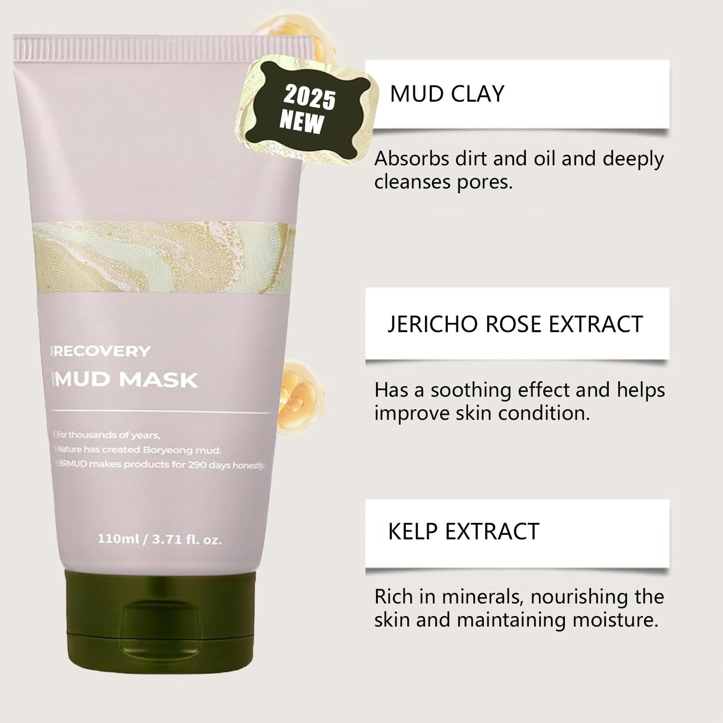 Recovery Mud Mask, Relief Mud Mask for Face Hydrating & Moisturizing Deep