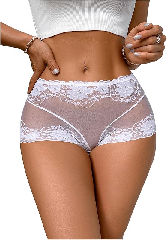 Milumia Women Sexy Mesh Sheer Low Rise Boyshorts Underwear Full Coverage Briefs