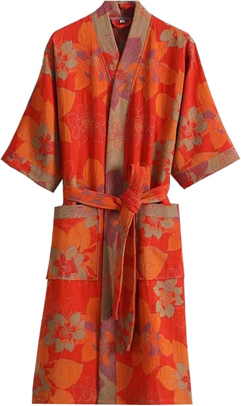 PRINCESS BRIDE 3/4 Sleeve Close Skin Cotton Gauze Summer Breathable Soft Pajamas Spa Bath Quick Dry Robe for Couples